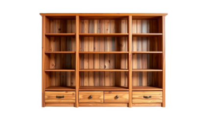 Estante o librero aislado sobre fondo transparente. PNG. 