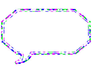 ステンドグラス風吹き出し　三角形模様　細長い八角形