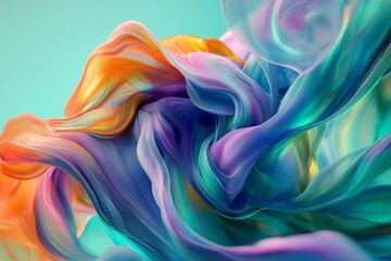 Obraz premium Vibrant abstract display of flowing fabrics in various colors.