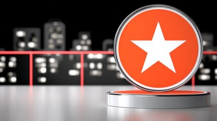 Top Ranking Star Badge  Award  Achievement  Cityscape Background