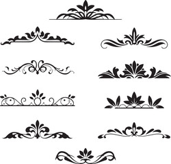 Ornamental Border Silhouette Vector Set – Vintage, Floral, Geometric, Baroque, and Modern Styles 3