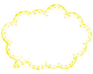 ステンドグラス風吹き出し　三角形模様　丸みのある雲形