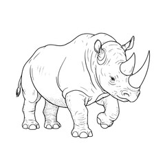 Obraz premium Walking Rhinoceros Line Icon - Simple Vector Outline in minimalistic black and white design