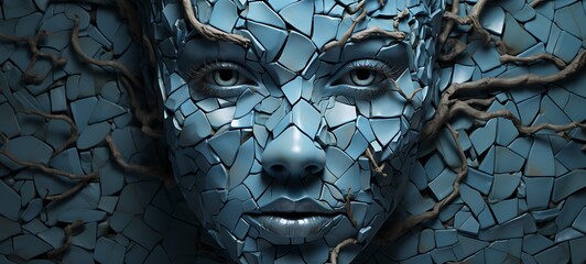 dryad in Delfts Blauw,ai generative