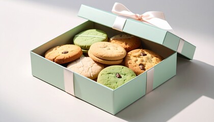 箱入りの美しいクッキー　お菓子のコピースペースの写真