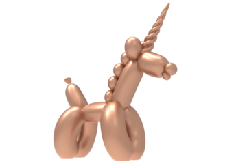 unicornio de globo dorado png