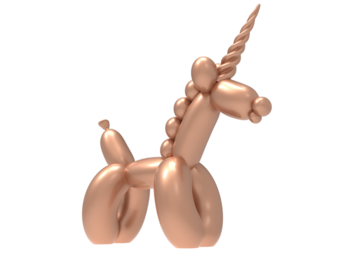unicornio de globo dorado png