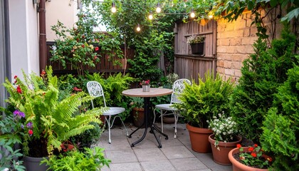 Naklejka premium カフェのようなおしゃれな小庭