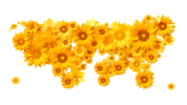 Unique World Map Design with Sunflower Elements for Creative Projects