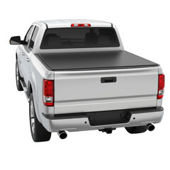 Silver Pickup Truck with Tonneau Cover, Rear View
