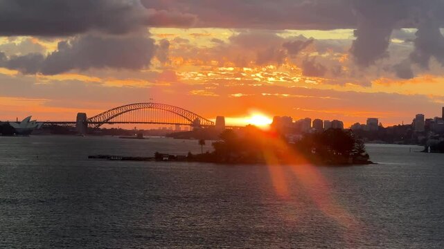 sunset over the river in sydney 