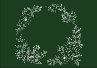 黒板にチョークで描いたおしゃれなボタニカルフレーム