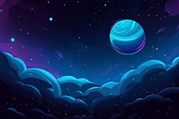 Background with a blue planet and stars, a space background, a dark sky. --ar 125:83 --v 6.1 Job ID: 4f9d1e6a-babc-4352-a976-fdf307cc810a
