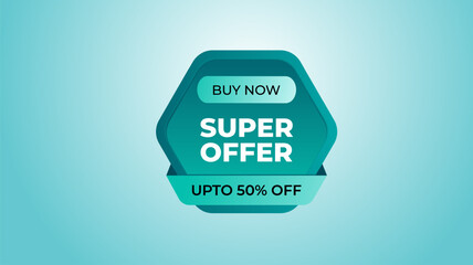 Modern Super Offer Badge with Discount Text. Modern promotional badge with gradient blue tones. Perfect for online sales, marketing banners, discount ads, and e-commerce promotions.