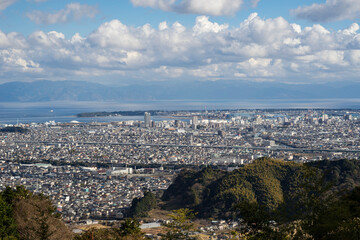 冬の静岡県静岡市清水区の街並み