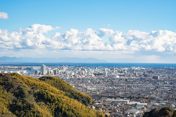 冬の静岡県静岡市清水区の街並み