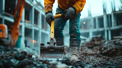 Construction Worker Using a Jackhammer