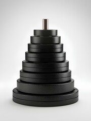 Stack of disk weights isolated on white. Clipping path incl. for bodybuilding or fitness training Weightlifting, closeup gym club iron or metal disks Equipment for exercise of weight loss for sports