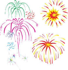 Colorful Fireworks Vector Art Collection – Icons, Graphics, and Clipart Set for Celebrations 4