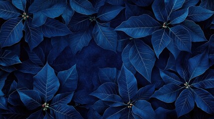Fototapeta premium A close-up view of lush. dark blue leaves densely packed together. creating a visually striking pattern. ideal for backgrounds or nature-themed designs