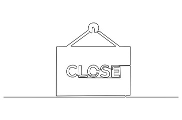 Continuous one line drawing of Closed icon. Single line drawing illustration of Closed logo for store. Business store concept vector art. Doodle line illustration.