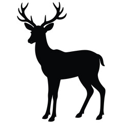 Obraz premium Deer silhouette vector on white background