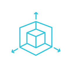 Dimension icon. Isolated on white background. From blue icon set.