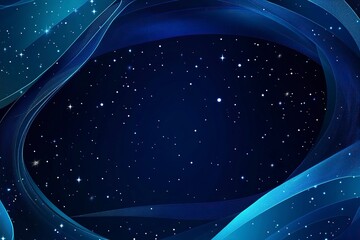 Obraz premium Blue planet with a starry sky background. Dark space. Abstract cosmic background. Elements of text and graphic design on a dark blue space. The concept for science, fantasy, or a universe theme. 