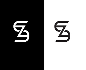 Interlocked SZ Monogram Logo Design Black, White, Minimalist, Modern