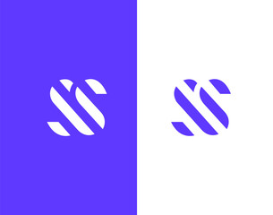 Abstract Striped SS Logo Design Purple, White, Branding