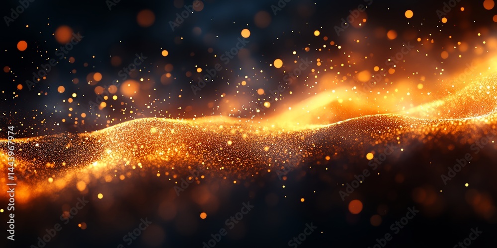 Poster golden particle wave abstract background