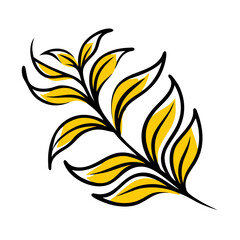 A vector silhouette icon set featuring including roses and lilies. Isolated beautiful floral ornament in vintage style on a transparent background. Black and yellow silhouette of a lily flower.
