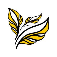 A vector silhouette icon set featuring including roses and lilies. Isolated beautiful floral ornament in vintage style on a transparent background. Black and yellow silhouette of a lily flower.
