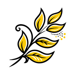 A vector silhouette icon set featuring including roses and lilies. Isolated beautiful floral ornament in vintage style on a transparent background. Black and yellow silhouette of a lily flower.
