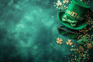 Green hat sunglasses shamrocks St Patricks Day