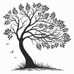 black and white tree