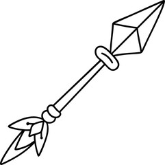 detailed illustration of spear featuring pointed tip and decorative elements, symbolizing strength and tradition