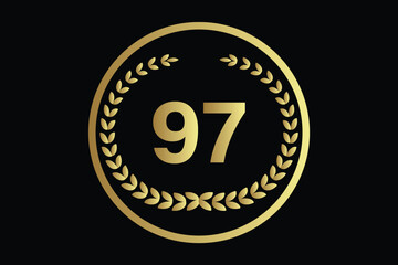 number 97 icon with laurel wreath vector.