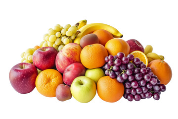 Colorful Assortment of Fresh Fruits, Including Grapes, Bananas, Oranges, and Apples