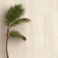 palm branch on subtle wood grain,