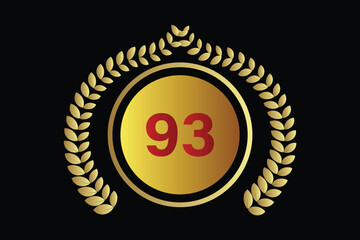Naklejka premium number 93 icon with laurel wreath vector.
