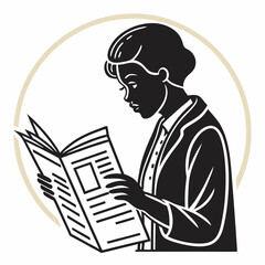 Woman Reading Newspaper Vector Illustration For News Or Business Concepts