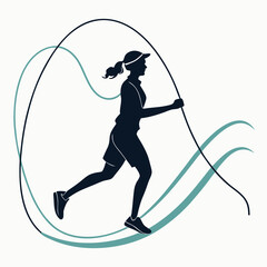 Female Runner Silhouette With Cap In Motion Minimalist Aesthetic Design