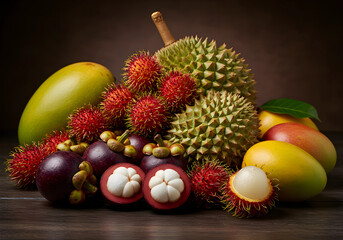 Colorful tropical fruits display