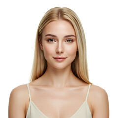 Beautiful Young Blonde Woman with Natural Makeup Portrait Set Isolated on White Background