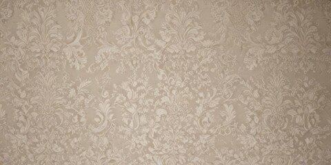 Elegant neutral damask wallpaper, intricate lace-like baroque pattern , seamless, decor, scroll