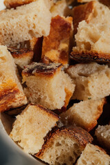 cubes of stale sourdough bread to make croutons