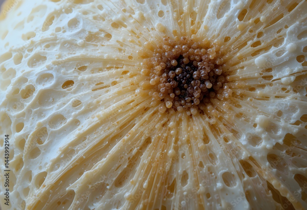 Poster close up banana peel surface, a fruit texture. the image reveals the tiny pores. natural patterns ca