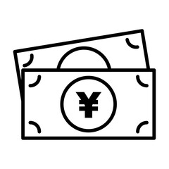 Obraz premium お札（円の紙幣）のシンプルな線画アイコン