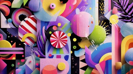 Obraz premium Vibrant colorful abstract shapes layered design.